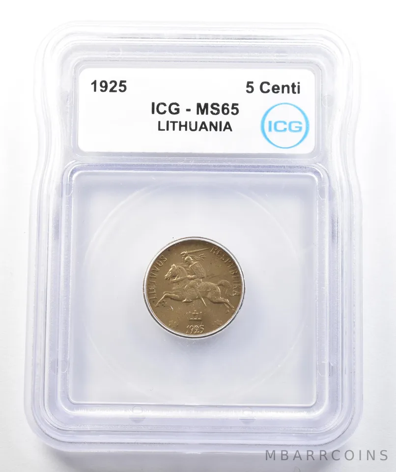 1925 Lithuania 5 Centai MS65 ICG *9816