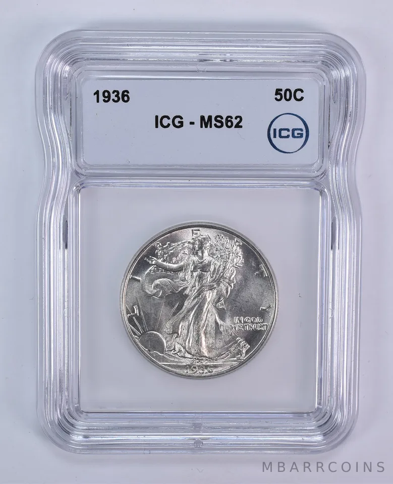 1936 Walking Liberty Half Dollar MS62 ICG