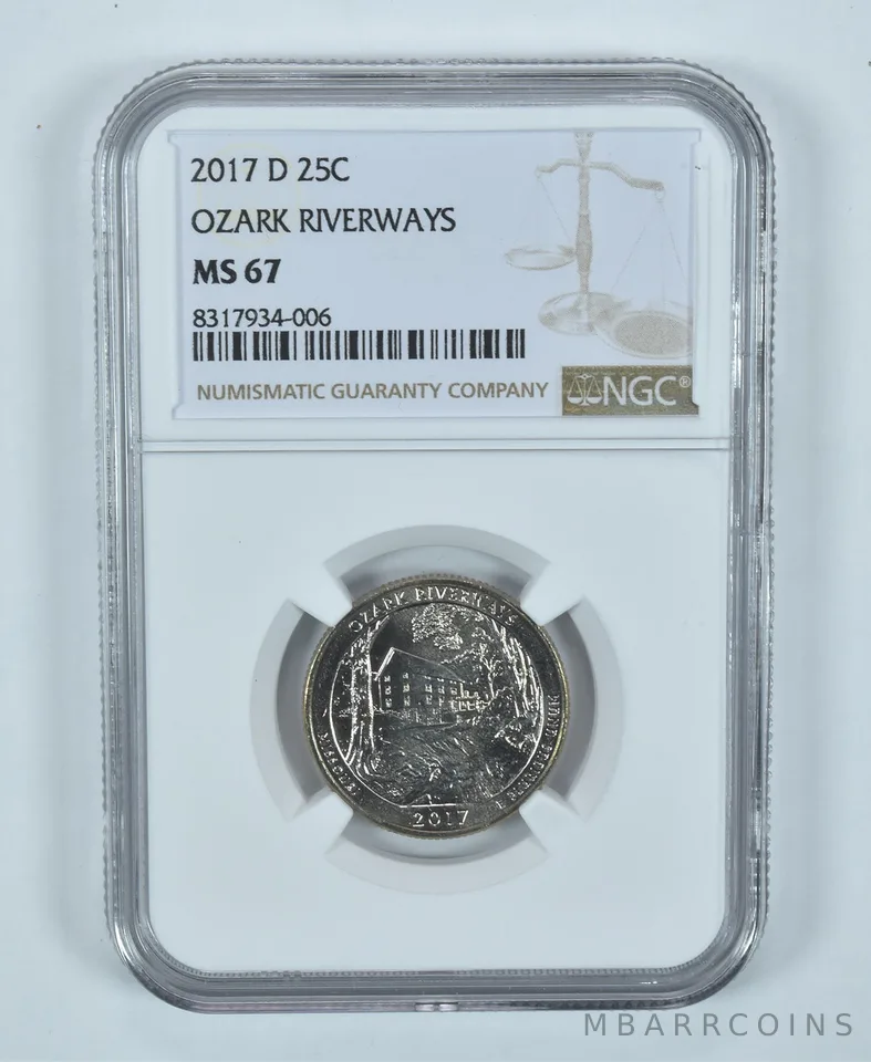 2017-D Washington Quarter Ozark Riverways America The Beautiful MS67 NGC