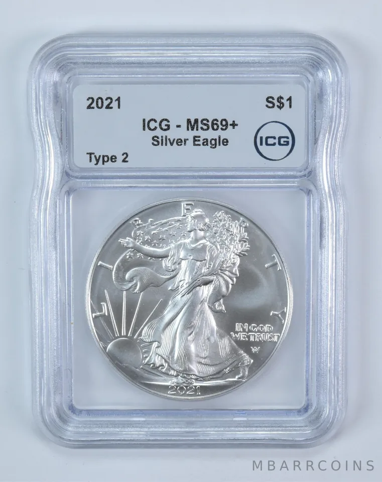 2021 T2 American Silver Eagle Type 2 MS69+ ICG