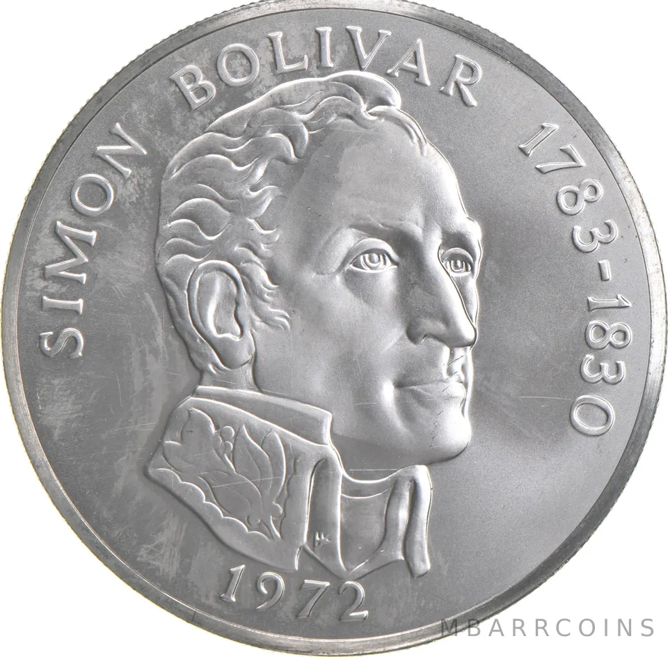 1972 Panama 20 Balboas Unc - 925 Sterling Silver - 129.59 Grams