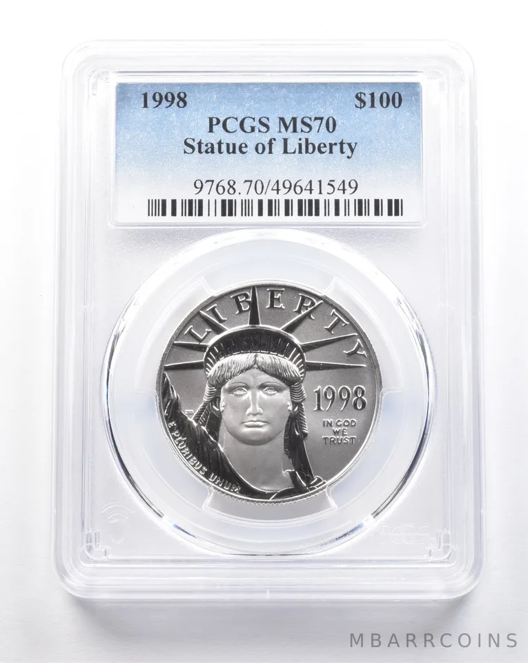 1998 $100 American Platinum Eagle 1 Oz Platinum MS70 PCGS *7591