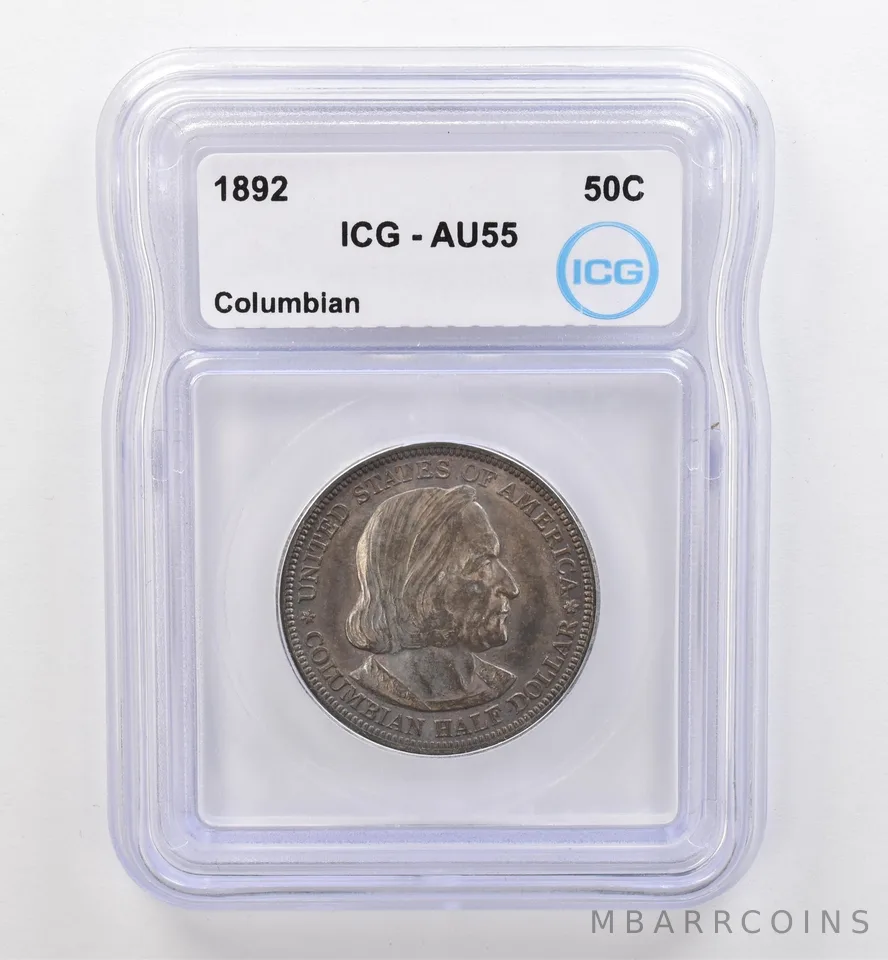 1892 Columbian Exposition Commem Half Dollar AU55 ICG Beautiful Tone *9126