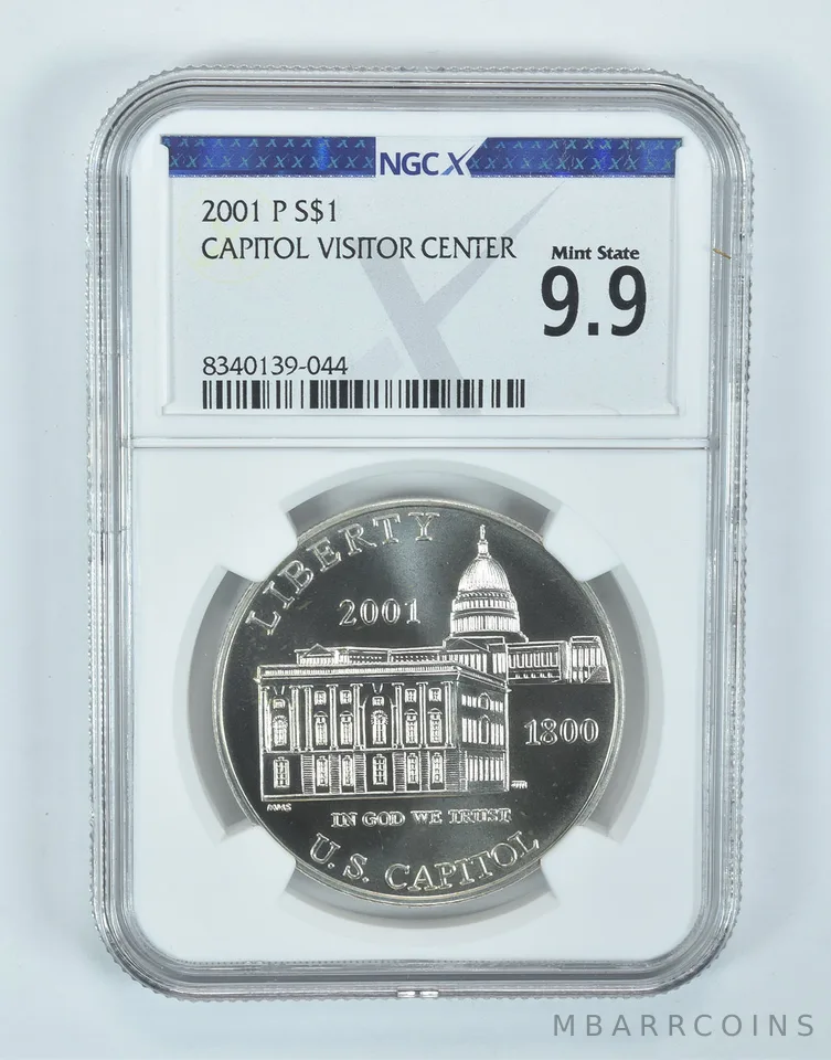 2001-P Capitol Commemorative Silver Dollar Mint State 9.9 NGC X NGCX