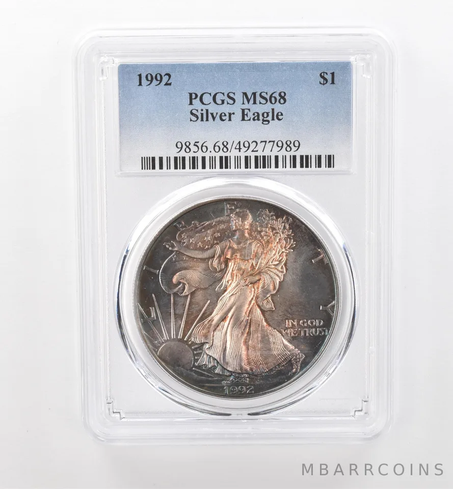 1992 American Silver Eagle MS68 PCGS Beautiful Tone *1756