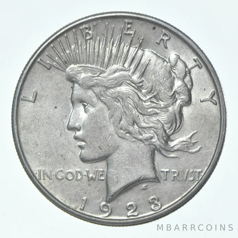 (1) 1923-S Choice AU Peace Silver Dollar 90% - CH AU Almost Unc - San Fran