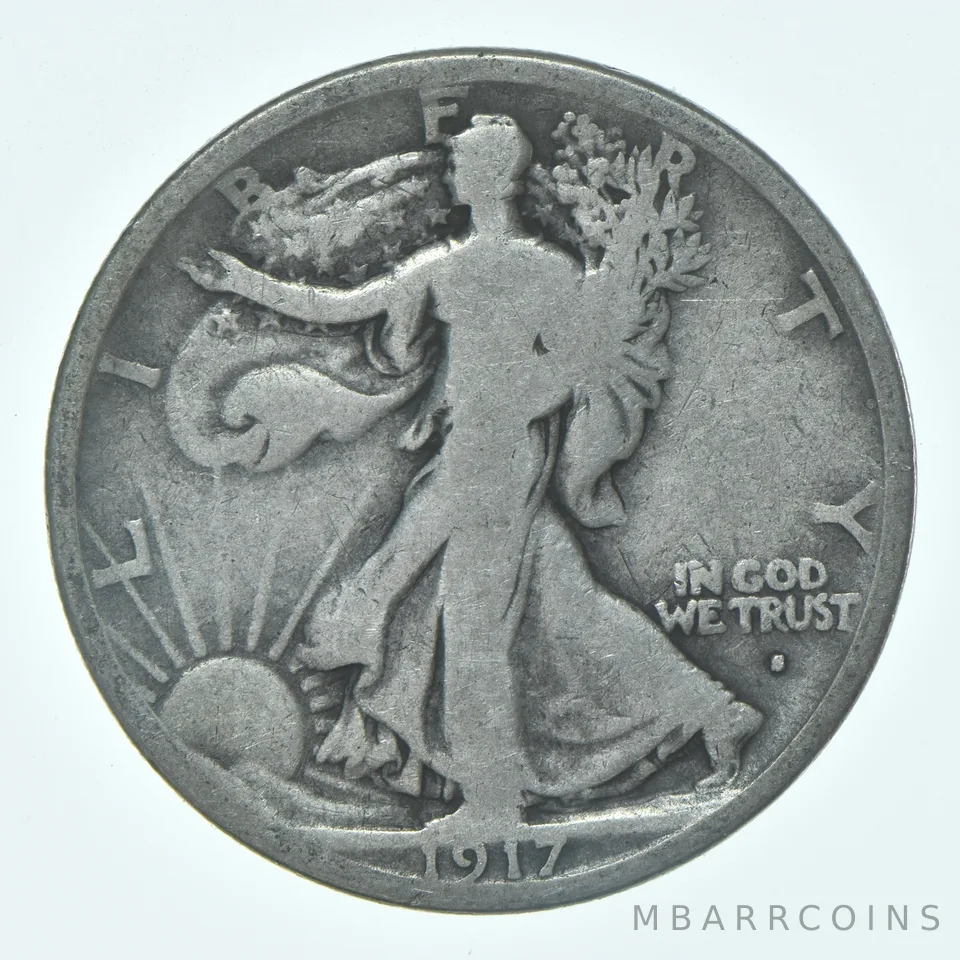 1917-S OBV Walking Liberty Half Dollar CIRC G+ 90% Silver