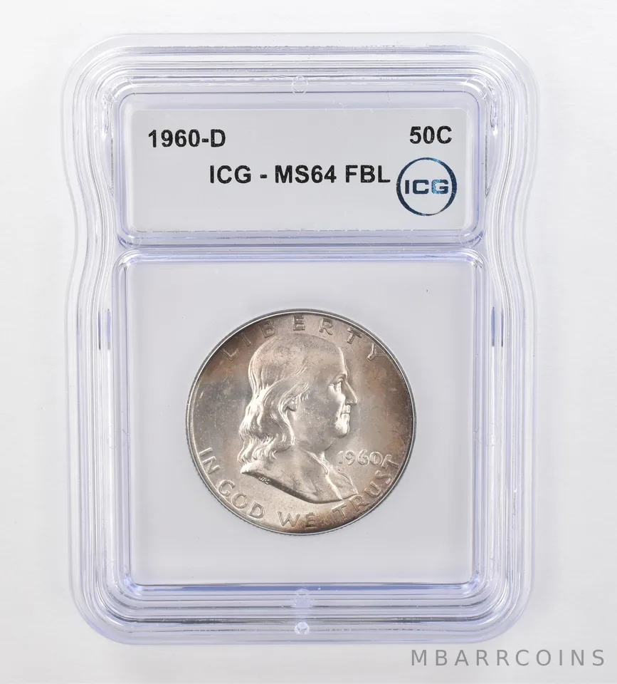 1960-D Franklin Half Dollar MS64 FBL ICG Beautiful Tone *0879