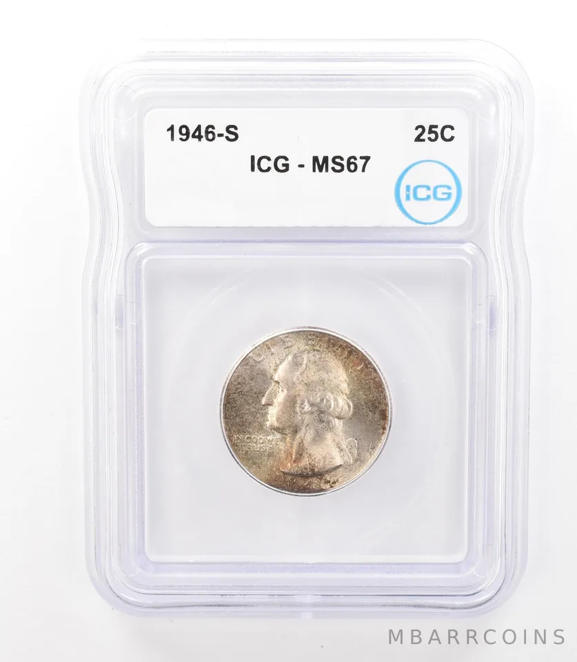 1946-S Washington Quarter MS67 ICG Beautiful Tone *3145