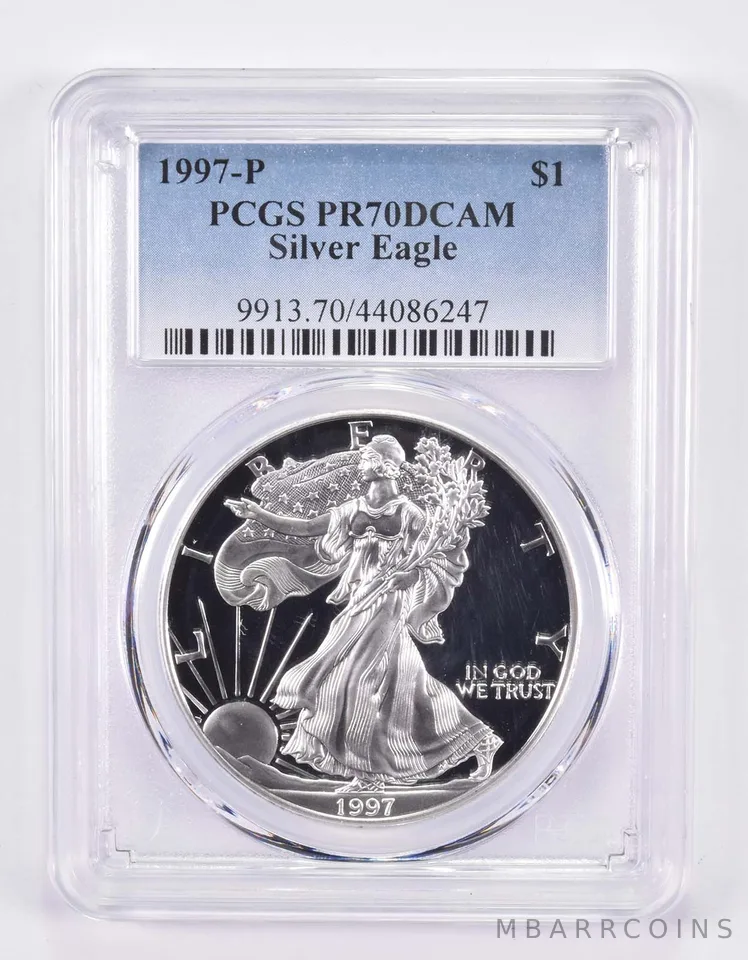 1997-P American Silver Eagle PR70 DCAM PCGS Blue Label