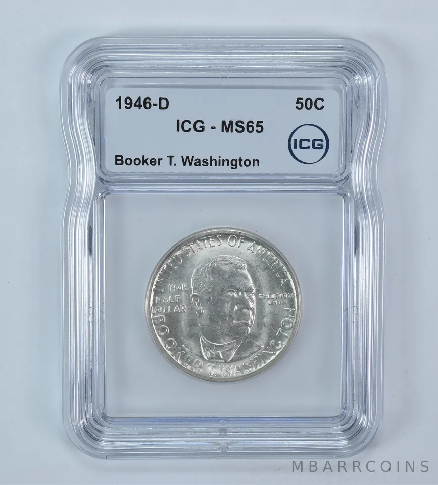 1946-D Booker T Washington Commemorative Half Dollar MS65 ICG