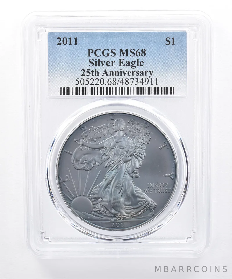 2011 American Silver Eagle MS68 PCGS Dark Blue Tone *8469