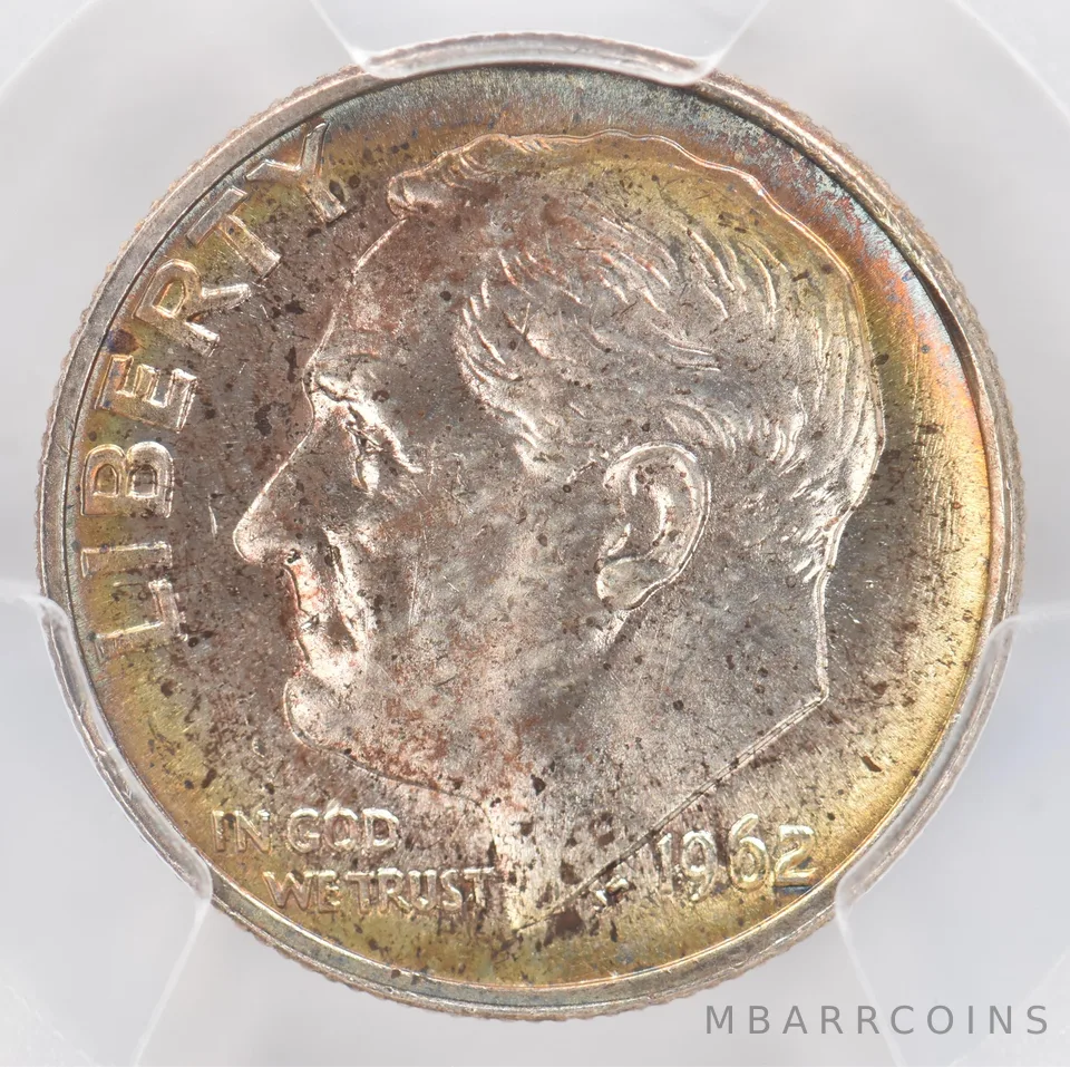 1962 Roosevelt Dime MS65 FB PCGS Beautiful Tone *0927