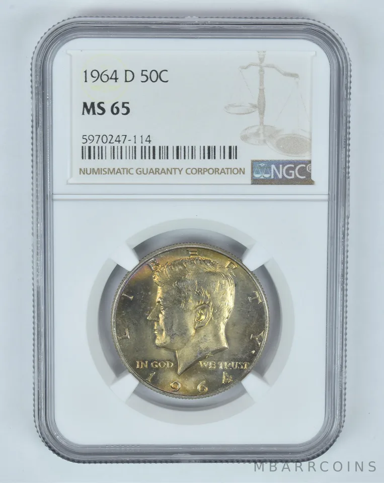 MS65 1964-D Kennedy Half Dollar - Graded NGC Toned! a8940
