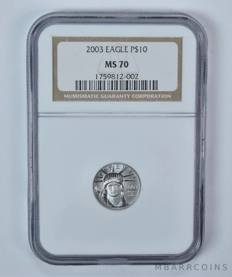 2003 $10 American Platinum Eagle 1/10 Oz Platinum MS70 NGC