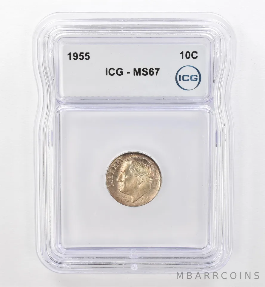 1955 Roosevelt Dime MS67 ICG Beautiful Tone *9500