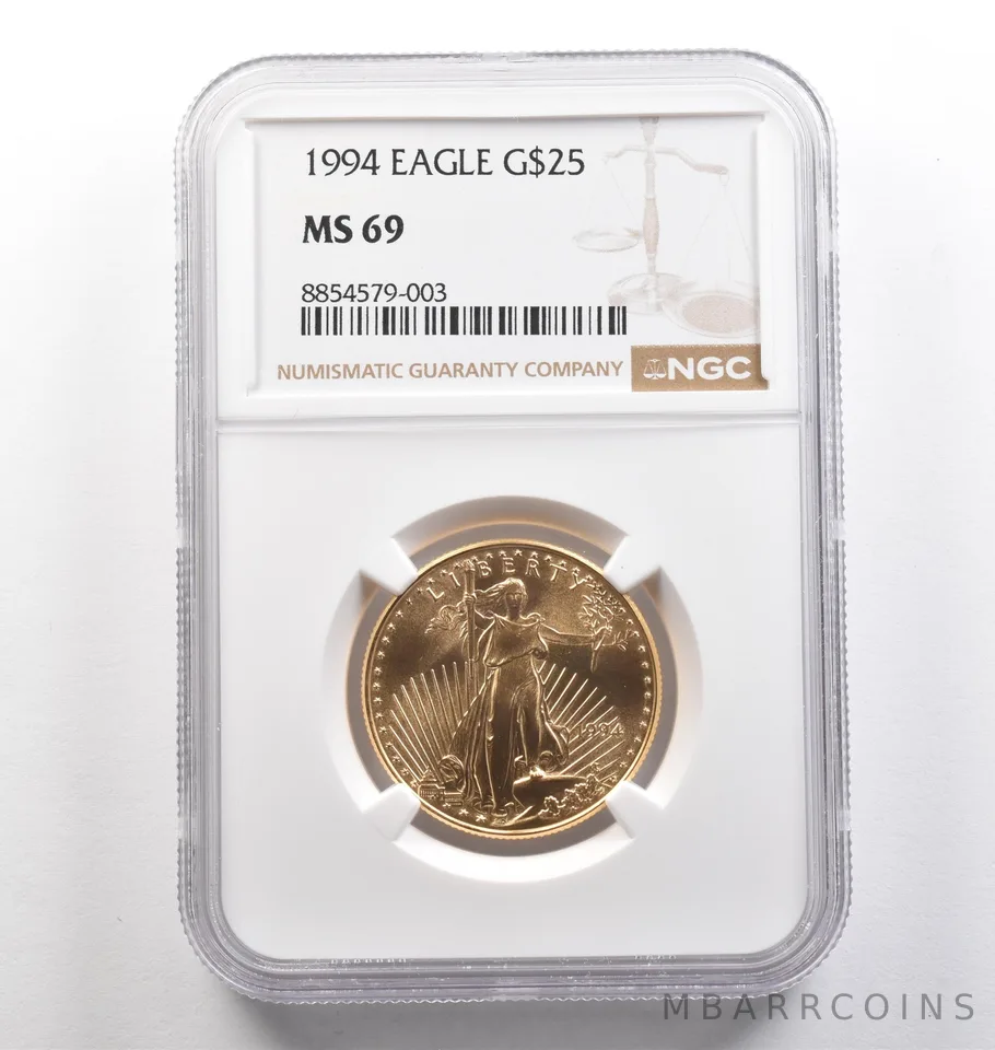 1994 $25 American Gold Eagle 1/2 Oz Gold MS69 NGC *4012