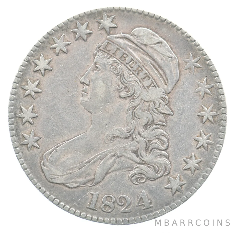 1824 Capped Bust Half Dollar 4 Over 4 *4808