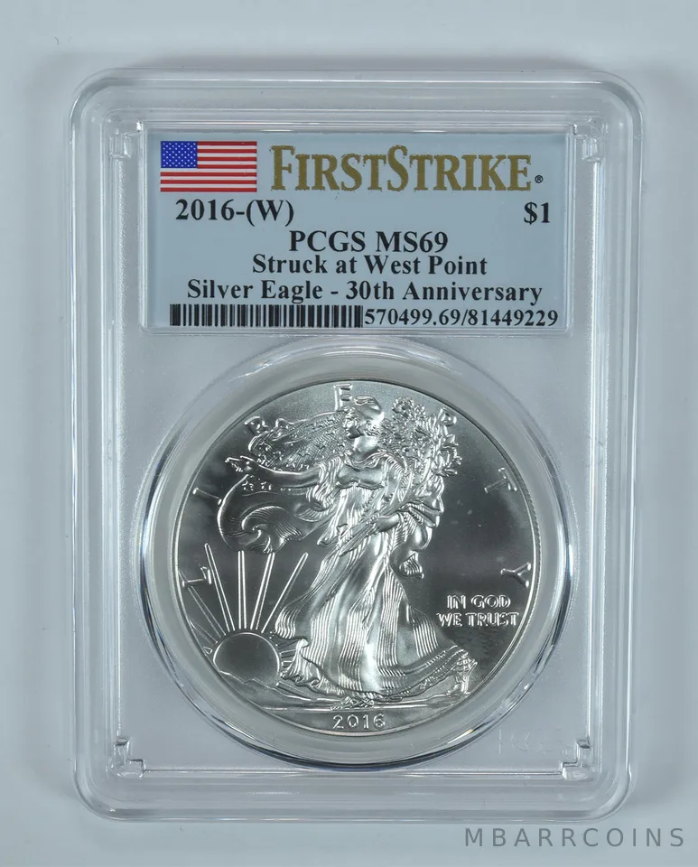 2016-(W) American Silver Eagle West Point First Strike MS69 PCGS Flag Label