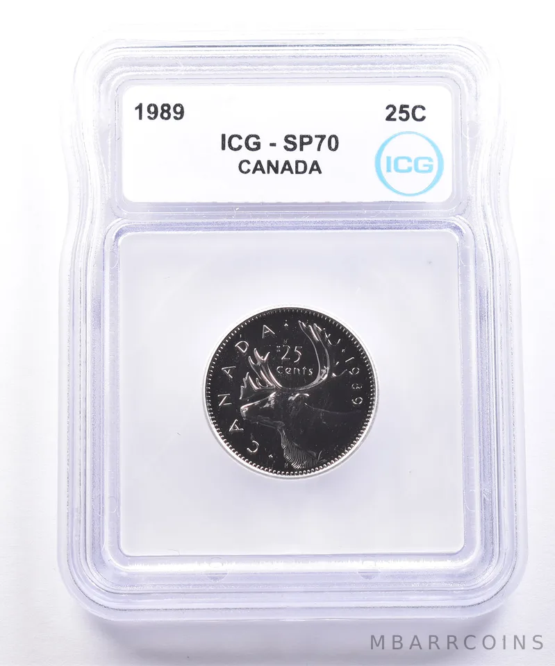 1989 Canada 25 Cents Caribou SP70 ICG
