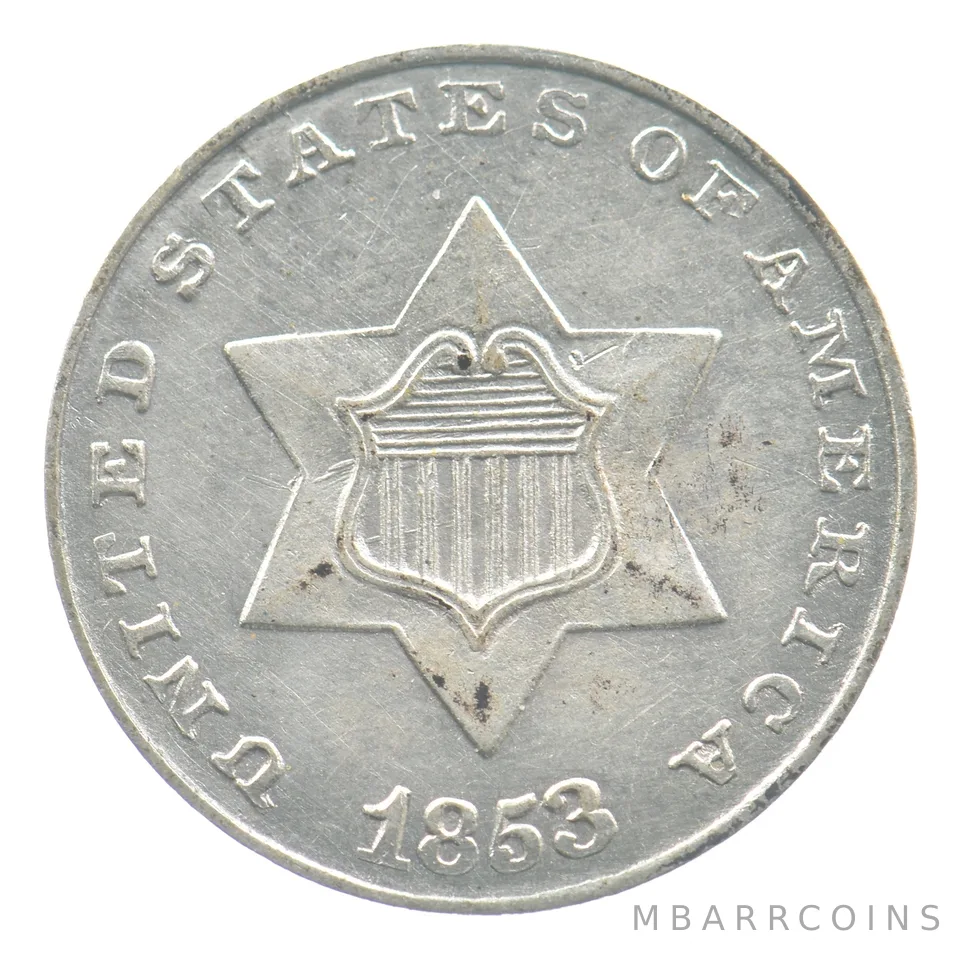 1853 Three Cent Silver Trime *9330