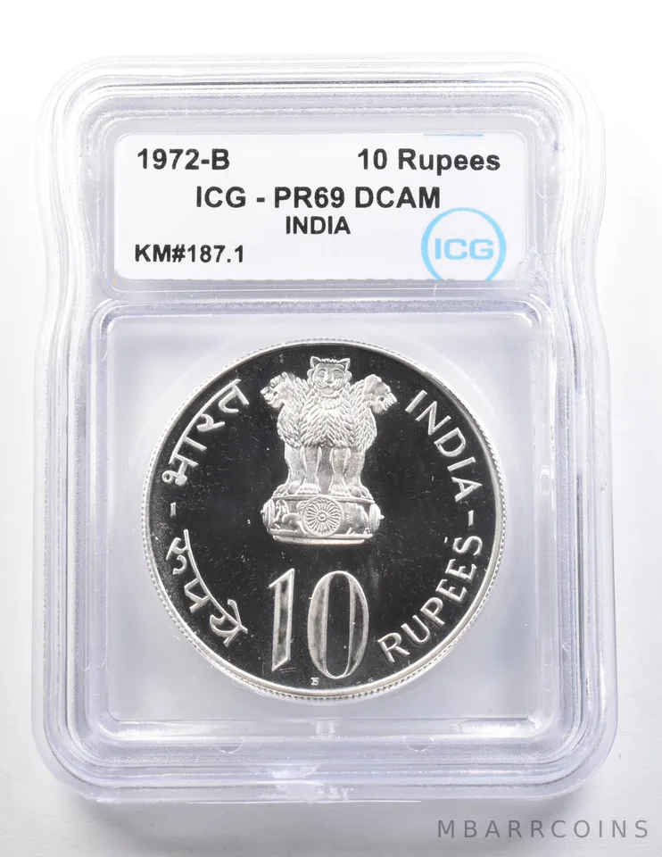 1972 B India 10 Rupees KM#187.1 PR69 DCAM ICG *3675