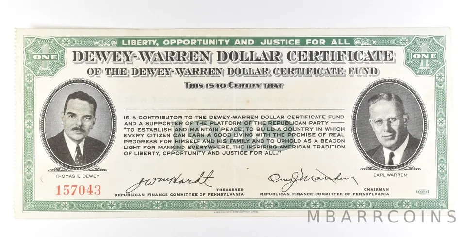 1948 $1 Dewey-Warren Dollar Certificate Fund *5621
