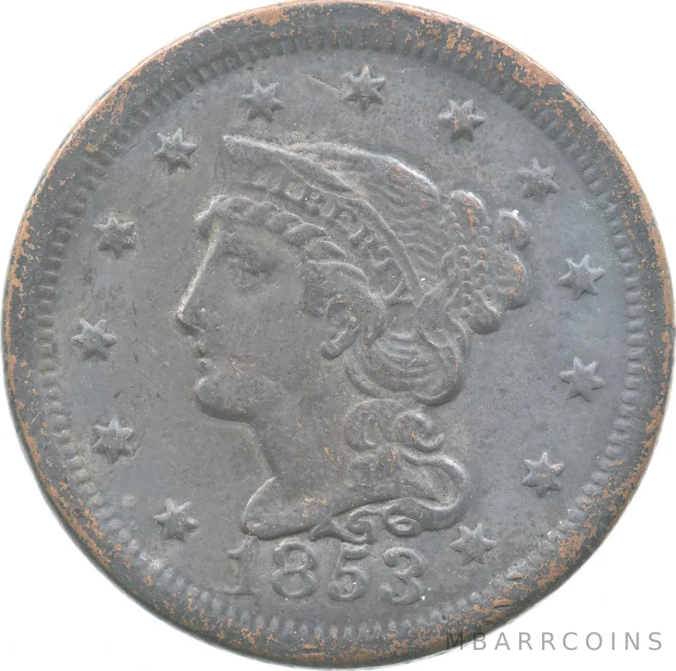1853 Braided Hair Large Cent *7601