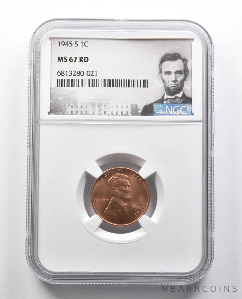 MS67 RD 1945-S Lincoln Wheat Cent NGC *2253