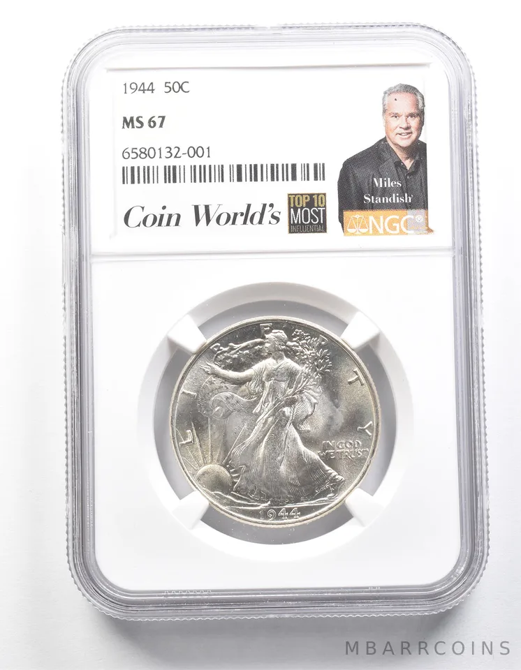 1944 Walking Liberty Half Dollar Miles Standish MS67 NGC *1344