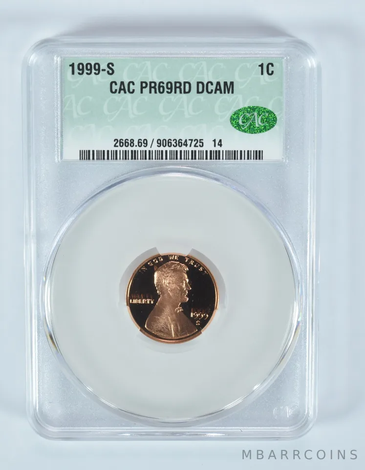 1999-S Lincoln Memorial Cent PR69 RD DCAM CAC CACg