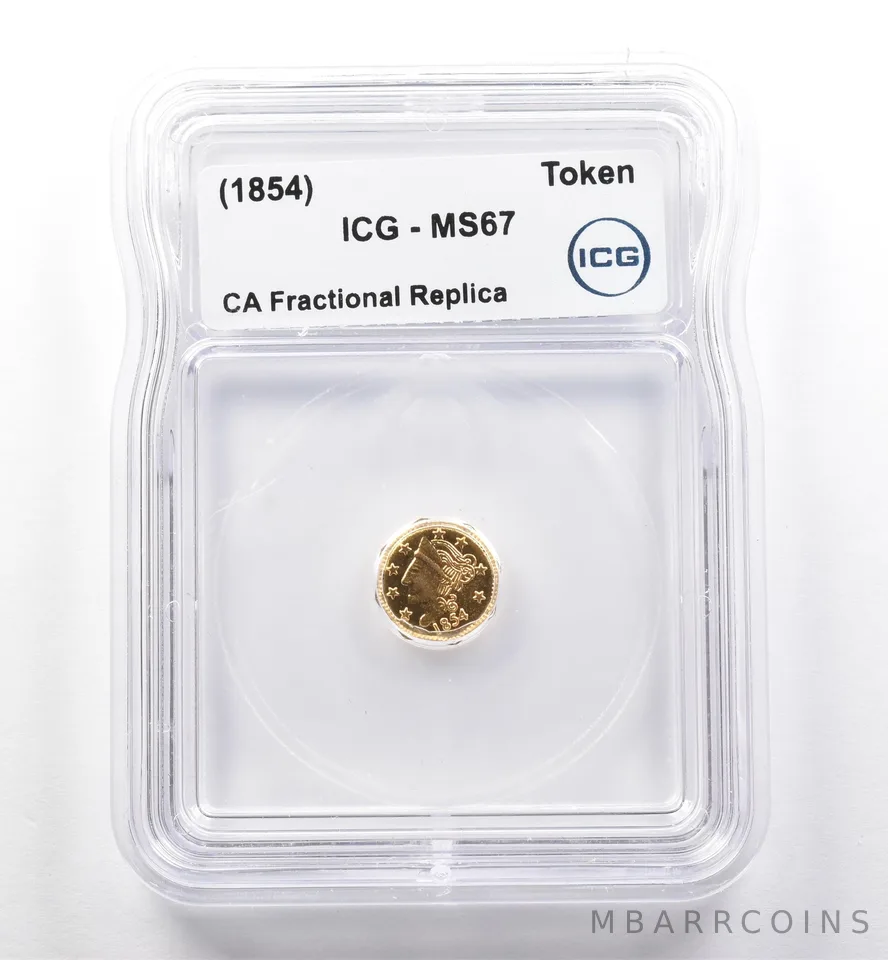 (1854) California Fractional Gold Token Liberty Head 1/2 Dollar MS67 ICG *7437