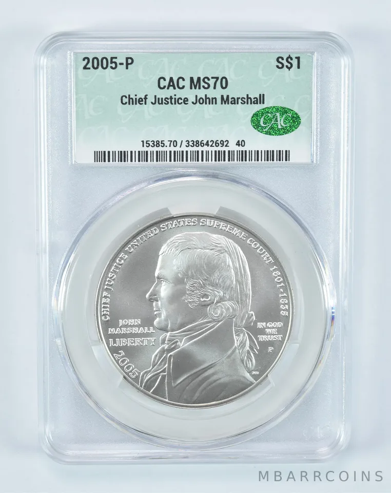 2005-P John Marshall Commemorative Silver Dollar MS70 CAC CACg