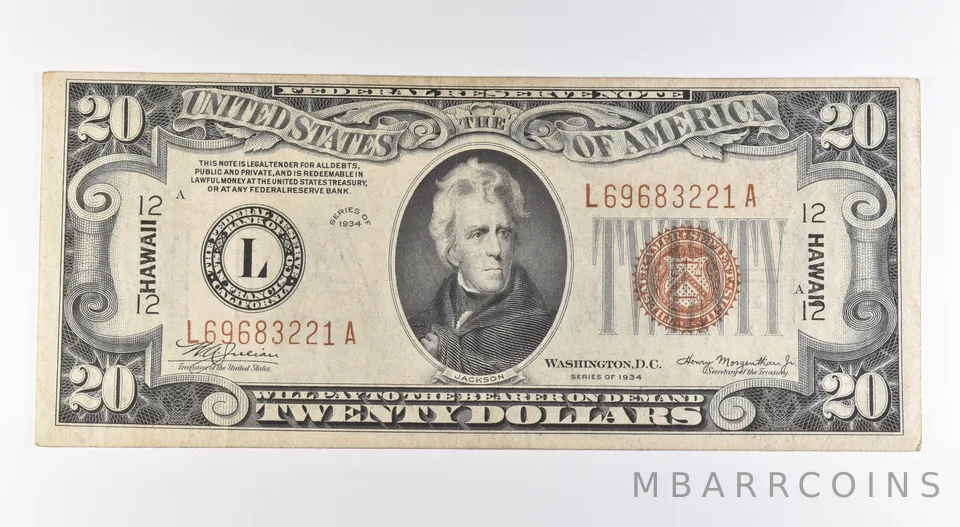 1934 $20 San Francisco CA FRN Hawaii Mule Fr#2304 *0415