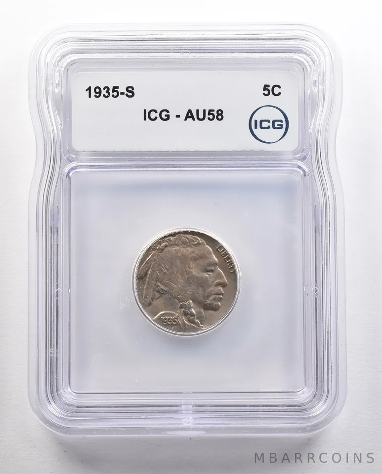1935-S Indian Head Buffalo Nickel AU58 ICG *4419