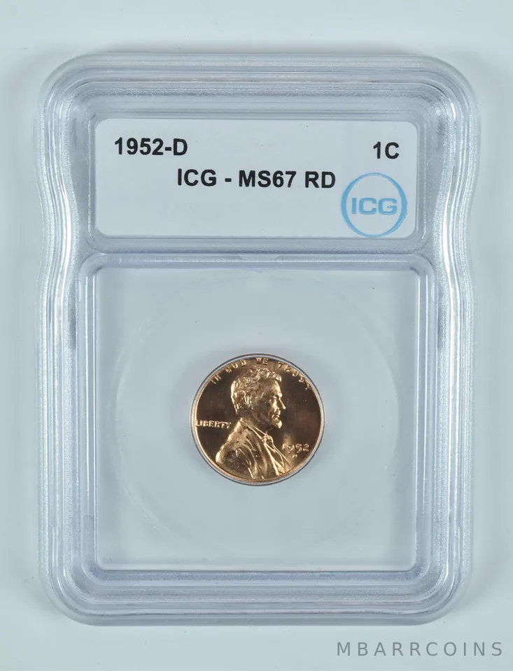 1952-D Lincoln Wheat Cent MS67 RD ICG