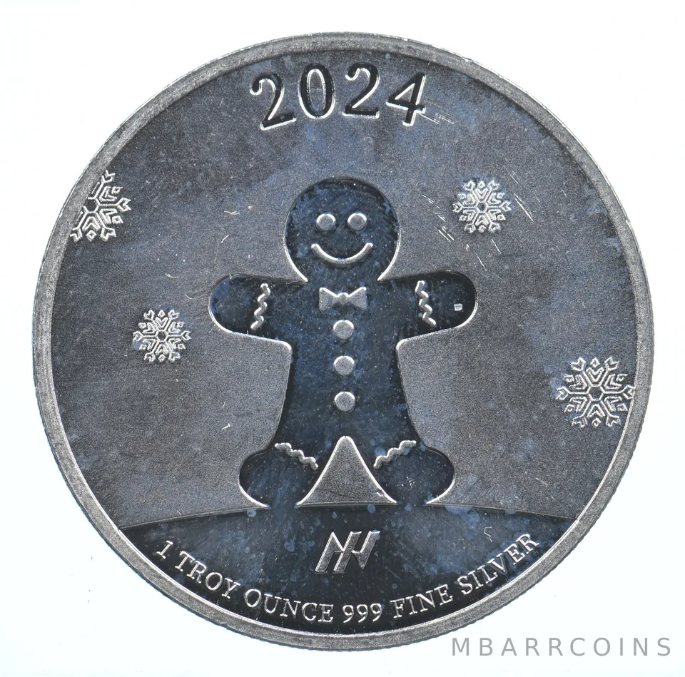 VINTAGE Art Bar/Round 2024 Holiday Greetings 1 Oz. .999 Silver One T Ounce *817