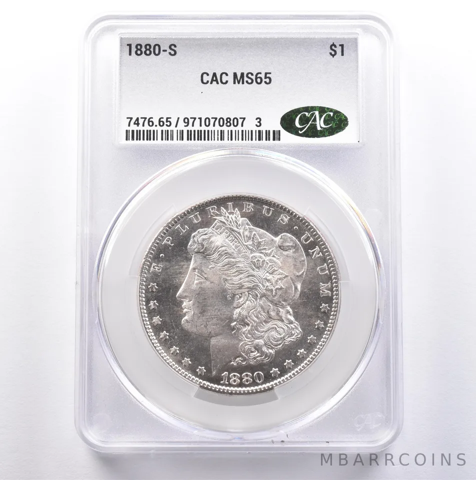 1880-S Morgan Silver Dollar MS65 CAC CACg *9042