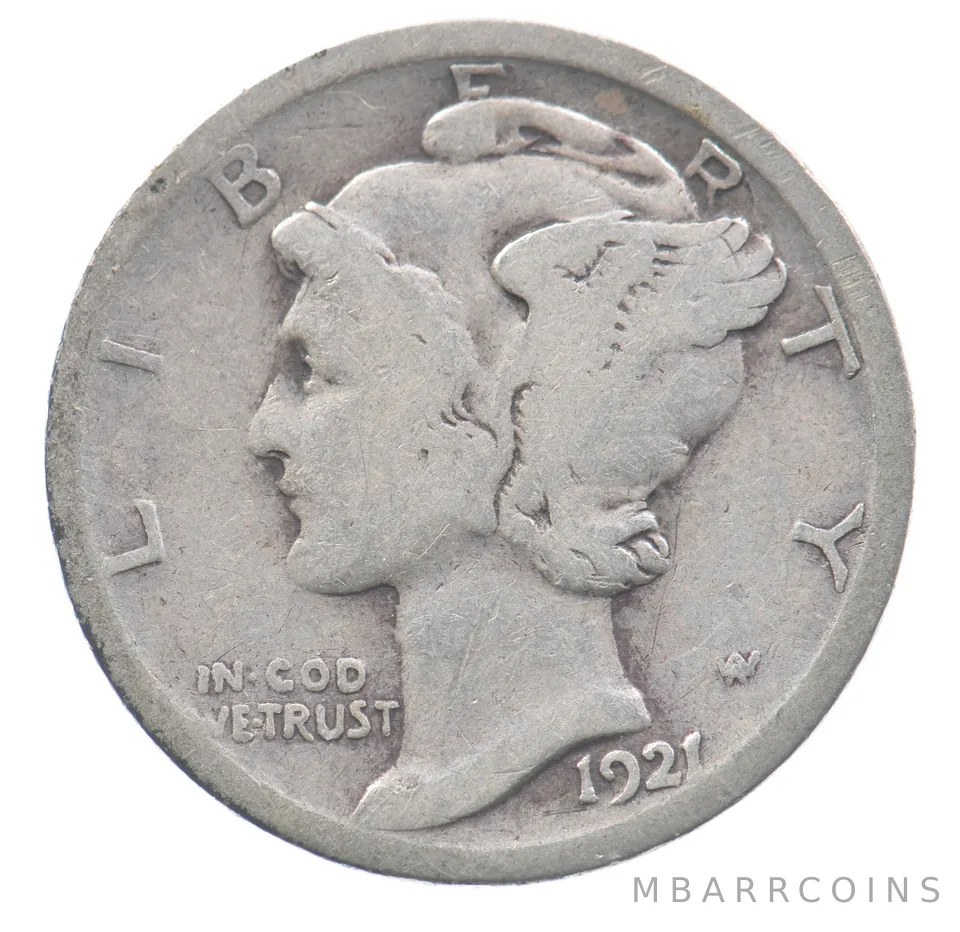 1921 Mercury Dime *8876