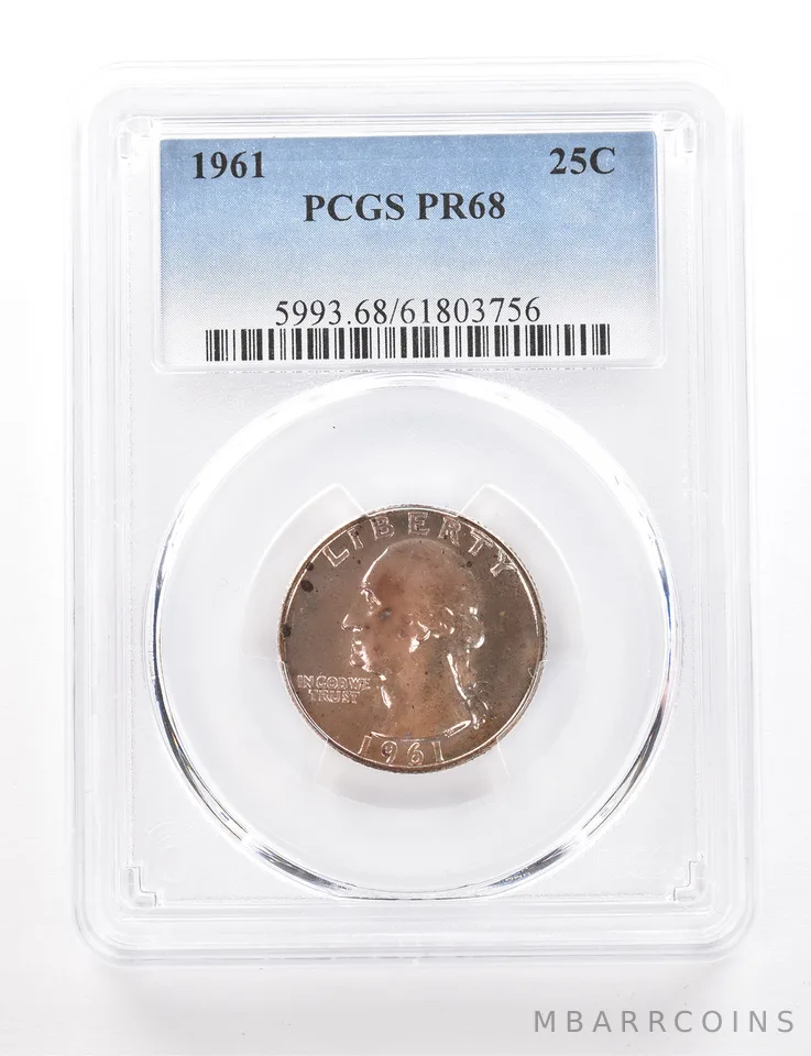 1961 Washington Quarter PR68 PCGS Beautiful Tone *3429