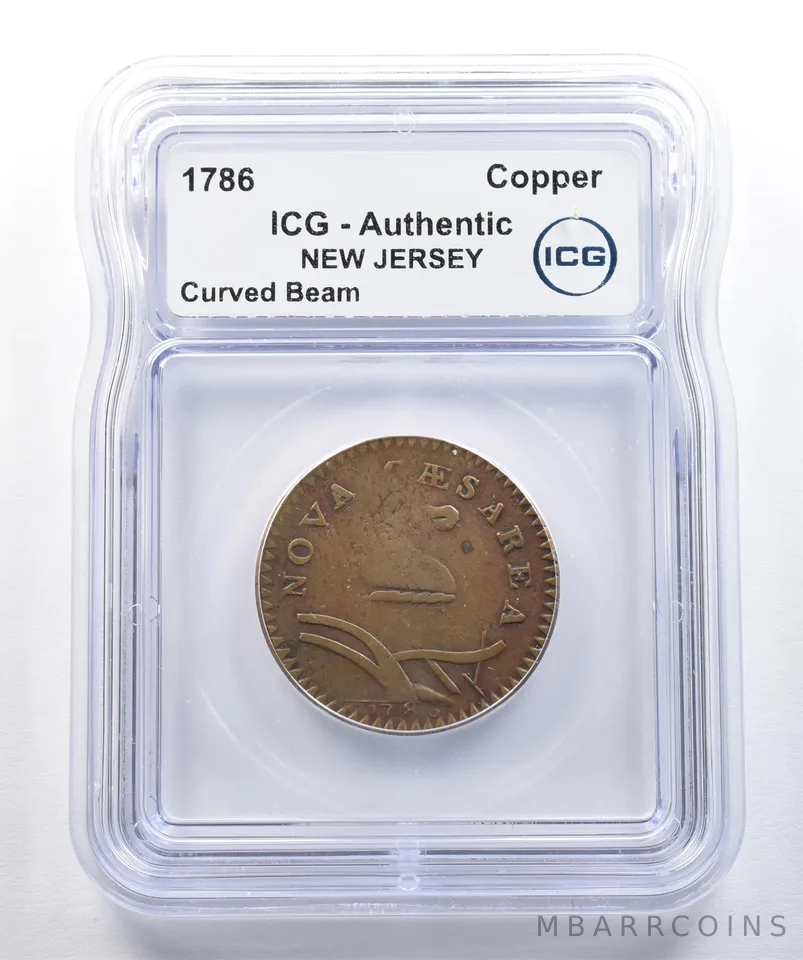 1786 New Jersey Copper Curved Beam Authentic ICG *7795