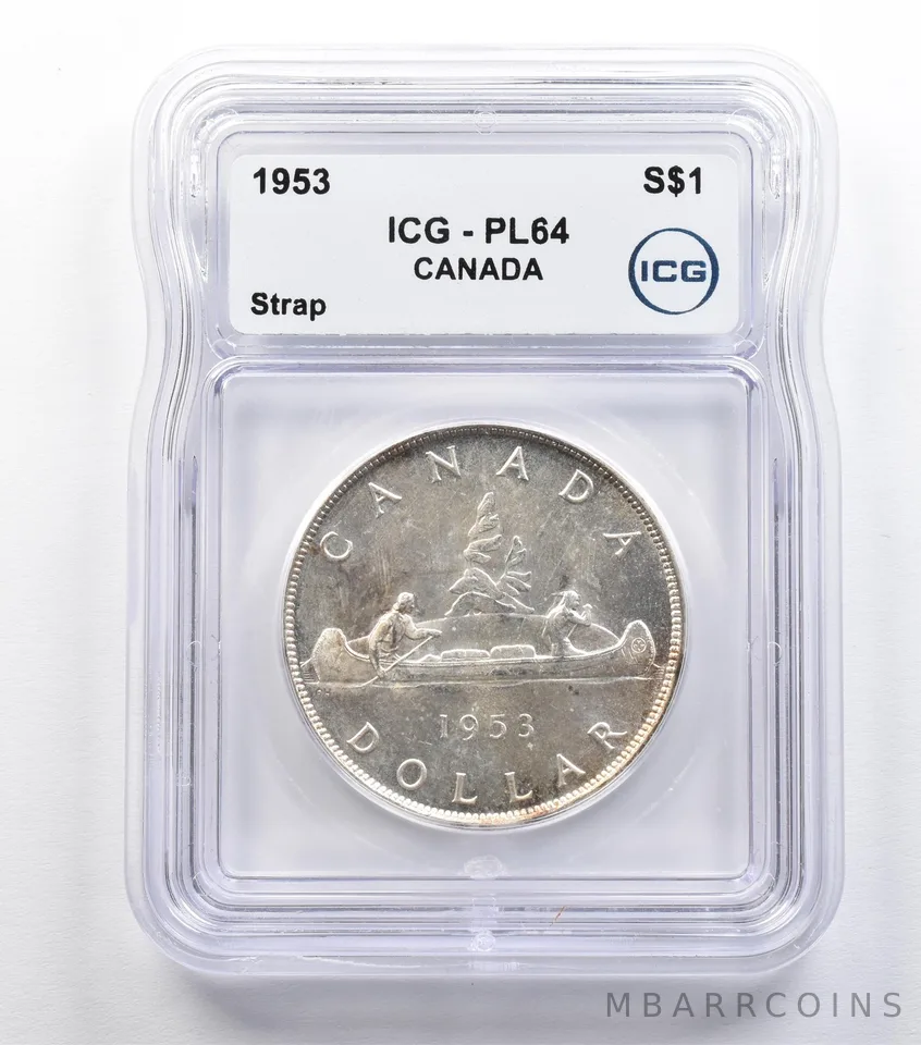 1953 Canada 1 Dollar Silver Strap PL64 ICG *9334