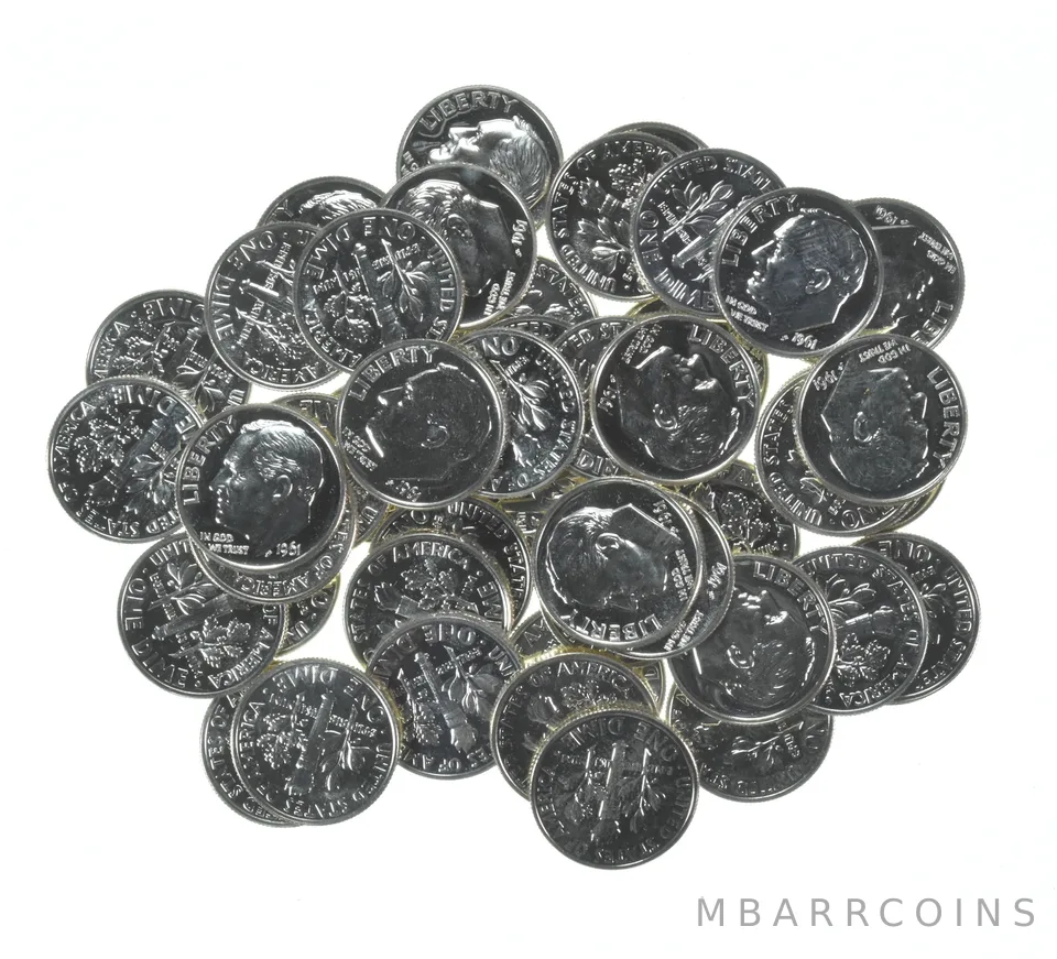 (50) 1961 Roosevelt Dime Proof 90% Silver ROLL