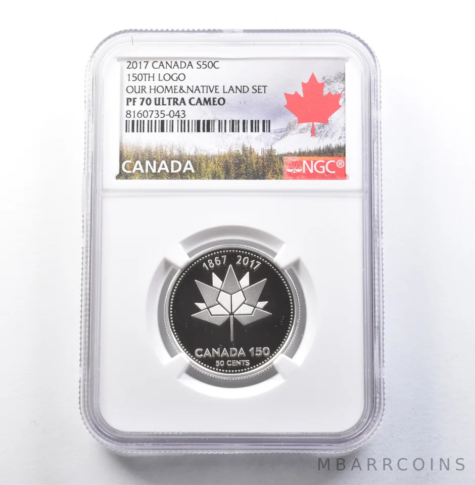 2017 Canada 50 Cents Silver 150th Logo Our Home & Native Land Set PF70 NGC a5900