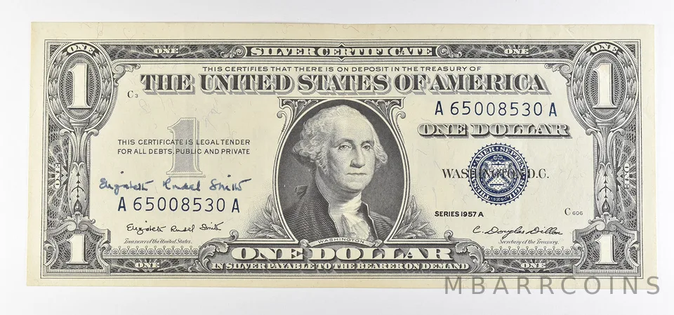1957 A $1 Silver Certificate Blue Seal Courtesy Signature *0914