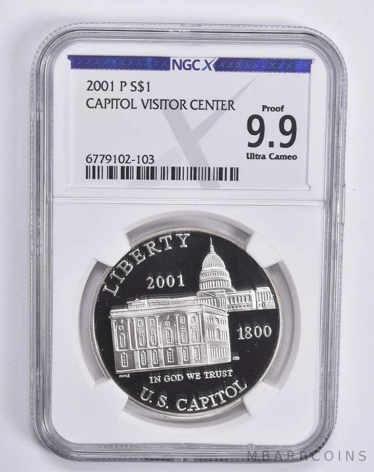 2001-P Capitol Visitor Center Commemorative Dollar Proof 9.9 UCam NGC NGCX