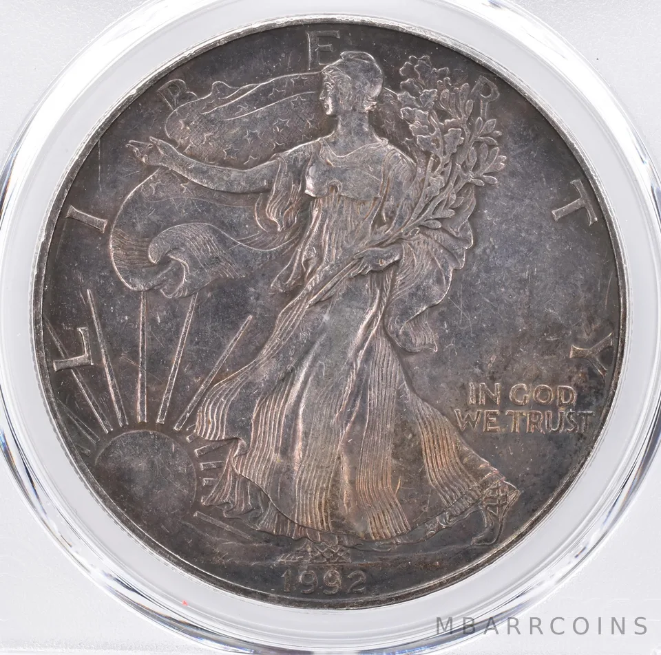 1992 American Silver Eagle MS65 PCGS Beautiful Tone *1455