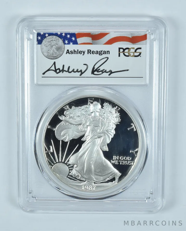 1987-S American Silver Eagle Ashley Reagan Signed PR69 DCAM PCGS
