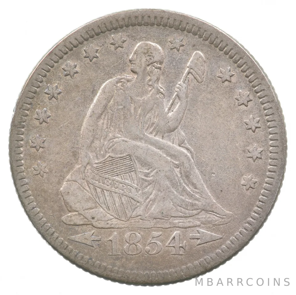 1854 Seated Liberty Quarter Arrows *8886