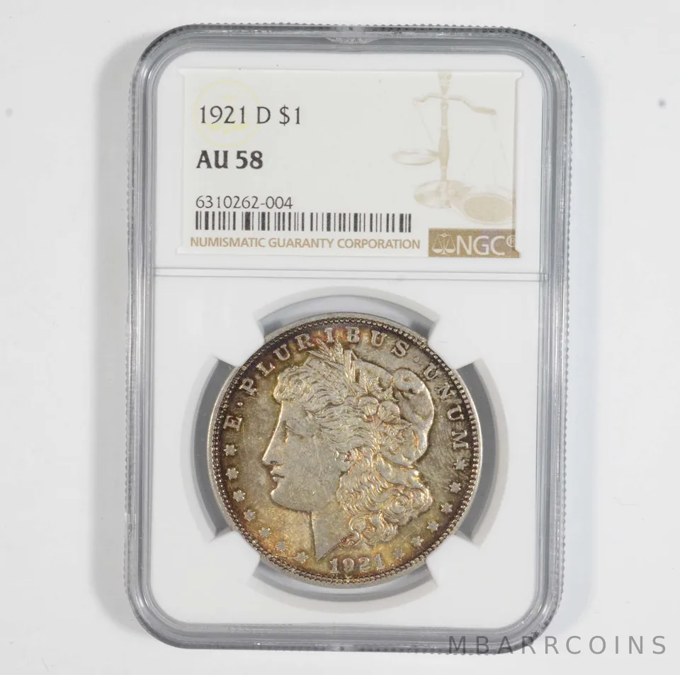 AU58 1921-D Morgan Silver Dollar - Graded NGC Great Color *7140